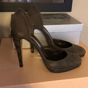 Brian Atwood grey suede shoes